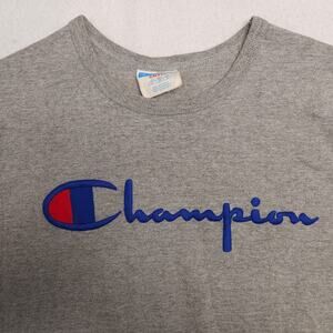 Champion Casual Graphic Short Sleeve Crew Neck T Shirt Mens Size Small S Gray